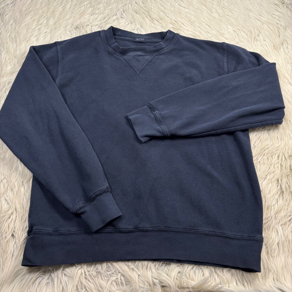 Brandy Melville John Galt Women's OS Navy Waffle Knit Thermal Top Cozycore